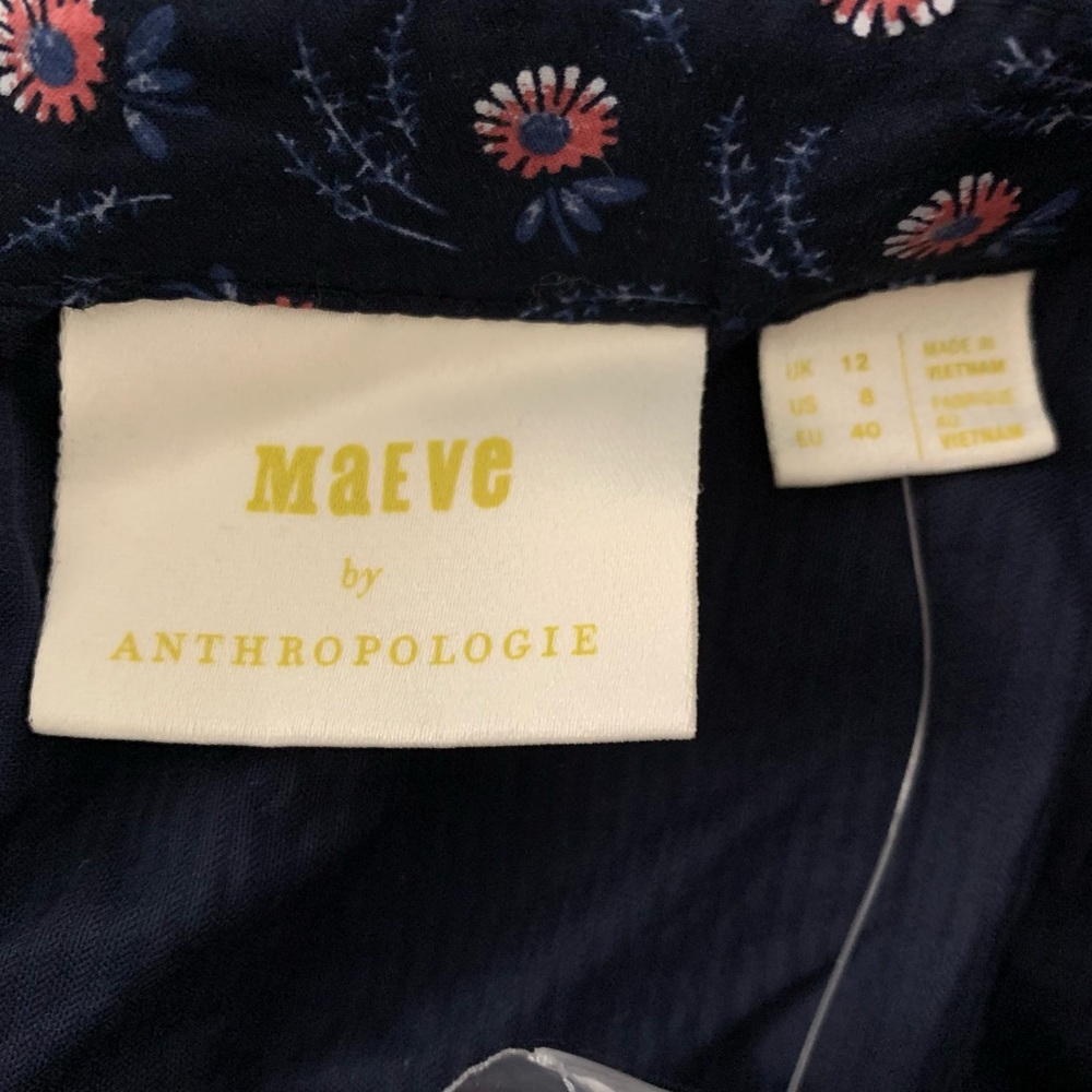 Anthropologie Maeve “Tessa” Flounce Ruffle Navy Blue Corduroy Mini Dress - Picture 4 of 7